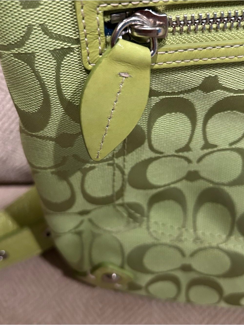 Coach vintage y2k lime green Penelope signature canvas, leather hobo F14689 - Picture 4 of 11